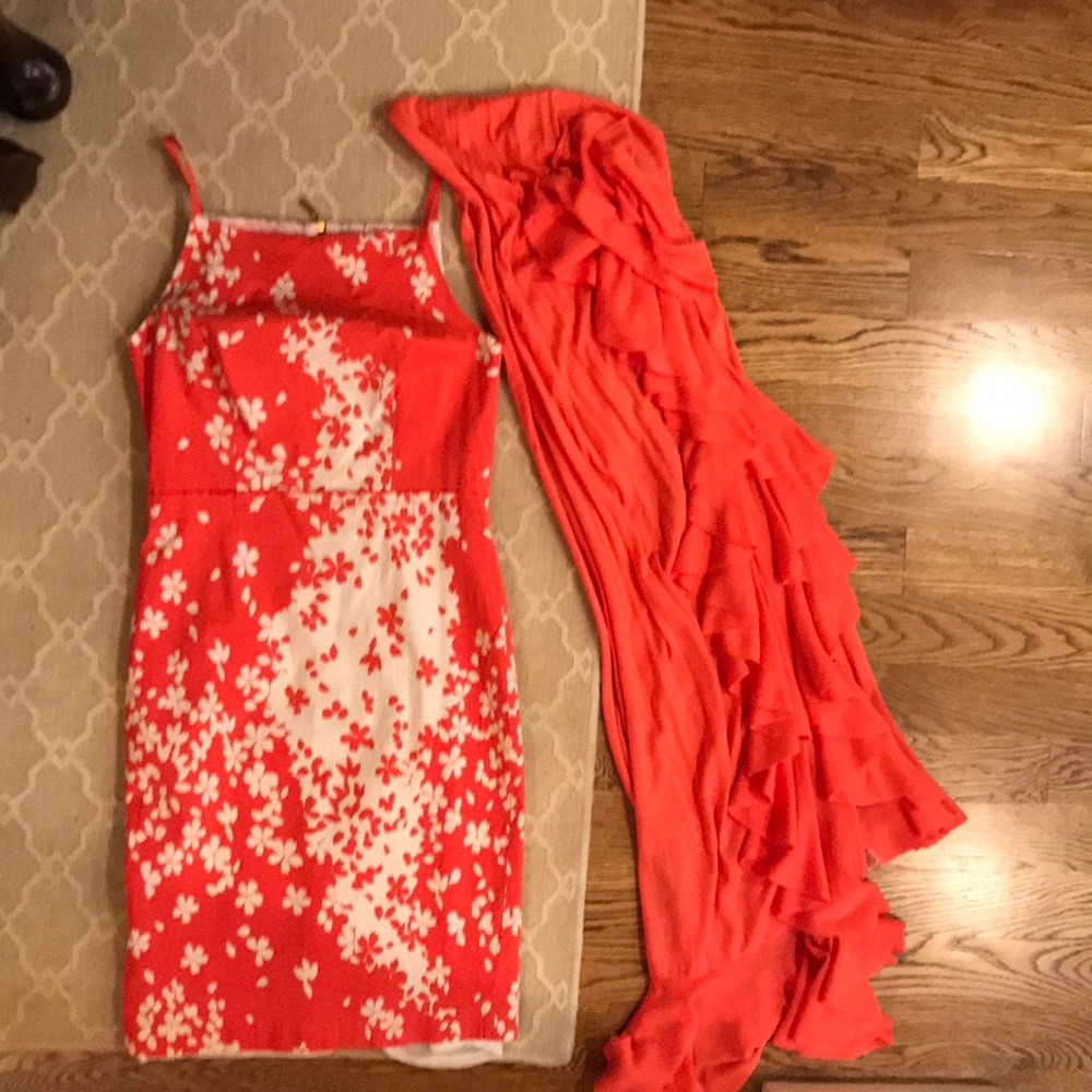 Dress- coral and white